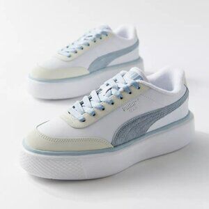NIB - PUMA Women's Oslo Maja Suede Sneakers, White/ Blue Fog - Size 8.5